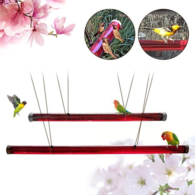 Long Tube Red Bird Feeder Hanging
