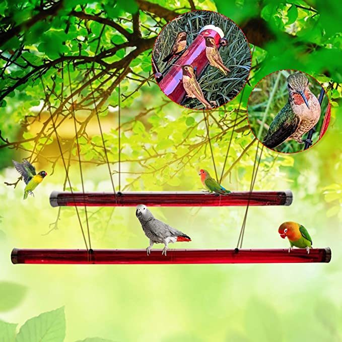 Long Tube Red Bird Feeder Hanging