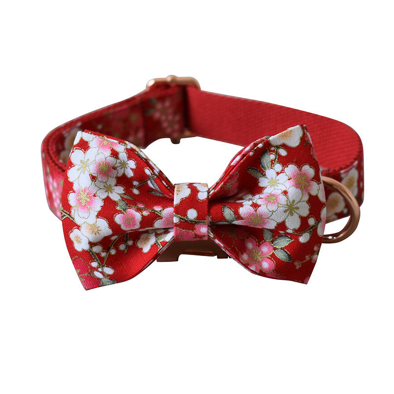 Red And Flower Style Female Dog Leash set