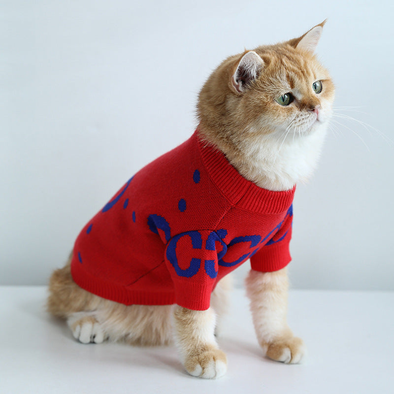 Pet Sweater Winter Thickening Red
